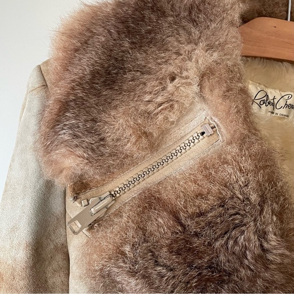 70s Vintage Robert Chernin Shearling Sheepskin Belted Coat Mens Size 42 - Picture 4 of 16